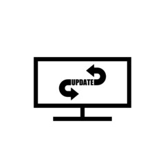 Computer monitor update process icon isolated on white background