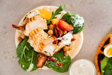fresh salad on the tortilla