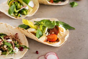 fresh salad on the tortilla