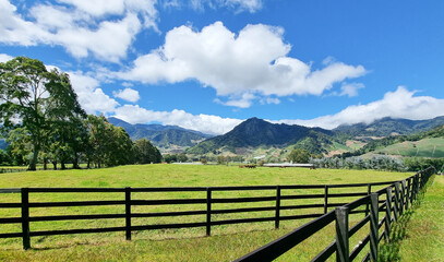 Fototapeta na wymiar Panama, Cerro Punta, panoramic view of a mountain ranch