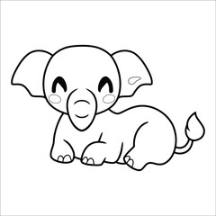 Cute little elephant cartoon Coloring page 