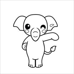 Cute little elephant cartoon Coloring page 