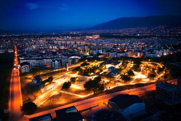 Fototapeta na wymiar sunset view of the city lights