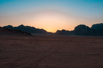 Sunset in Wadi Rum desert