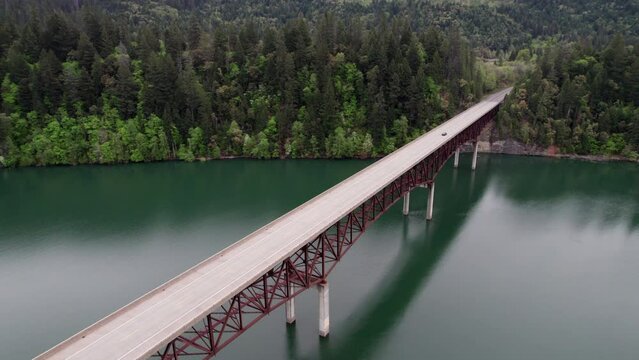 Aerial Over Peyton Bridge, Lost Creek Lake, Oregon