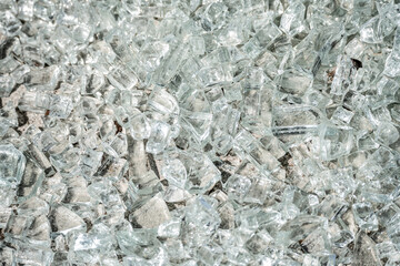 Texture of broken glass on ground