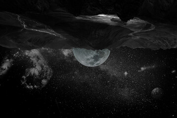Moon satellite on dark background. Aspect ratio. Elements of solar system. Elements of this image furnished by NASA © Matthew