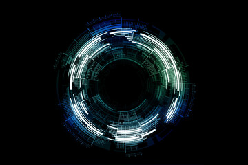 Abstract tech background with circles. Space. AI
