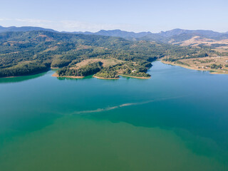 Fototapeta premium Aerial view of Sopot Reservoir, Bulgaria