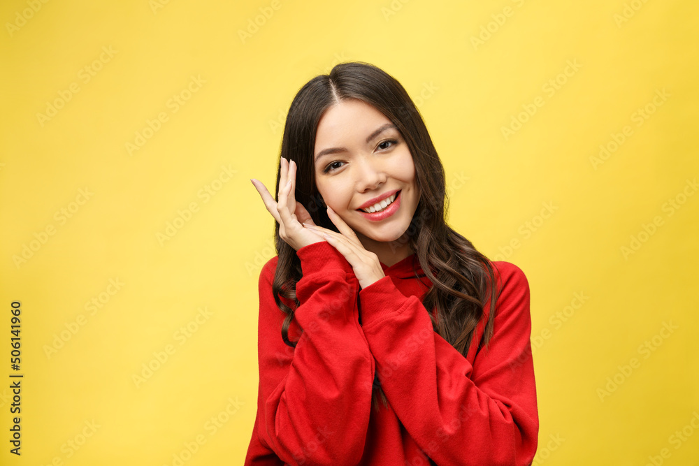 Wall mural face of a beautiful young girl with a clean fresh face close up