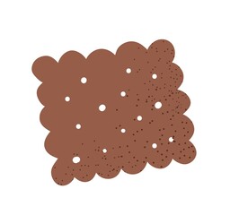 Colorful food sticker. Icon with delicious chocolate cookies. Sweet pastries or dessert with sugar. Harmful snack. Design for packaging. Cartoon flat vector illustration isolated on white background