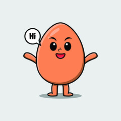 Obraz premium Cute cartoon brown cute egg character with happy expression in modern style design 