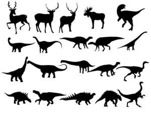 set of silhouettes of dinosaurs, dinosaurs set, new design