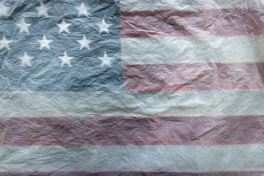 background. American flag in national colors. blur, out of focus.