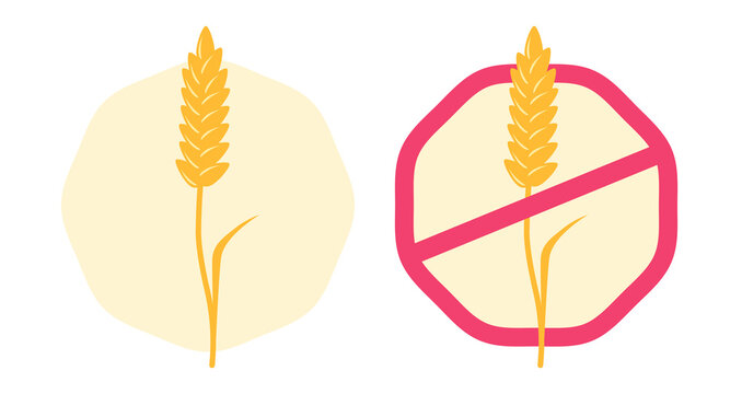 Vector set icons of wheat ear. Illustration of wheat ear. Gluten free