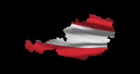 Austria country map outline with national flag - obrazy, fototapety, plakaty