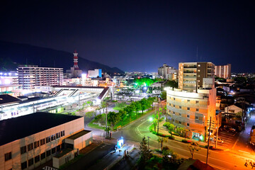 長野県諏訪市　上諏訪駅の夜景