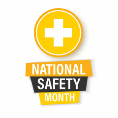 Fototapeta premium National Safety Month in June. Security concept. Background, poster, card, banner vector illustration