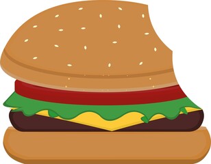 Vector illustration of a hamburger with bites