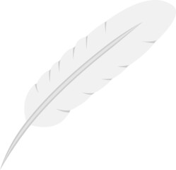 Vector illustration of a white colored bird feather