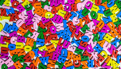 Colorful letters on background closeup. alphabet background. back to school