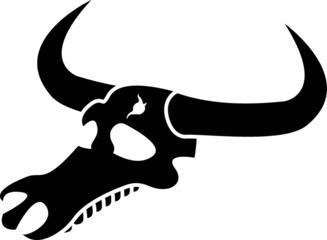 Animal Skull Bull Cow Horns Dead Hunting Hunter Shot Death Design Illustration Silhouette Desert Wild West Cattle Ranch 