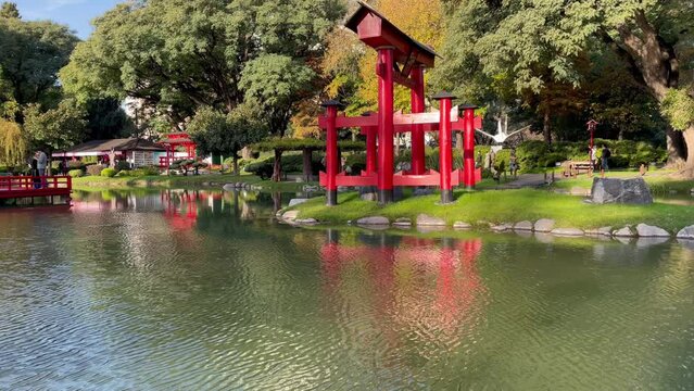 Buenos Aires Japanese Garden (Jardin Japones), Public Garden in Buenos Aires, Argentina. 4K Resolution.