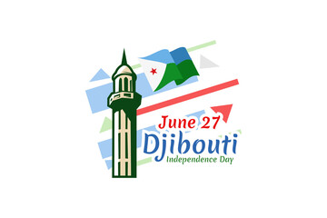June 27 Independence Day of Djibouti vector illustration. Suitable for greeting card, poster and banner.