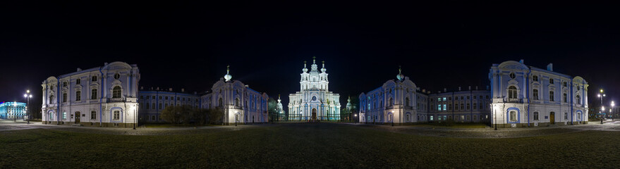 Fototapeta na wymiar night panorama overlooking the Smolny Cathedral. High quality photo
