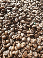 Close-up of roasted and aromatic coffee beans