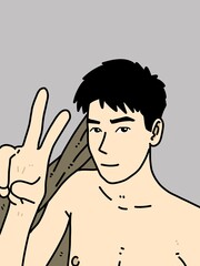 Fototapeta premium cute man cartoon on gray background