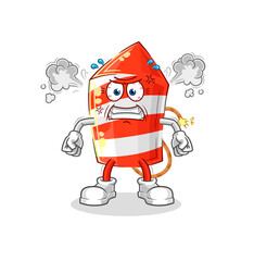 fireworks rocket very angry mascot. cartoon vector