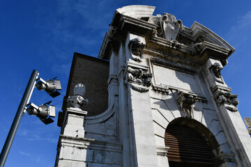 18th-century Porta Pia triumphal arch in Ancona, Italy, designed by architect Filippo Marchionni, which used to be one of the main gates to the city