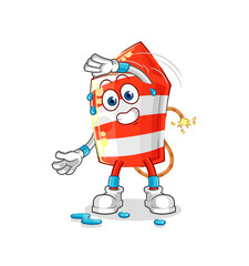 fireworks rocket stretching character. cartoon mascot vector