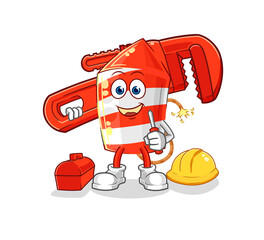 fireworks rocket plumber cartoon. cartoon mascot vector