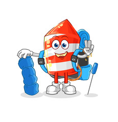 fireworks rocket go camping mascot. cartoon vector