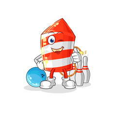 fireworks rocket play bowling illustration. character vector