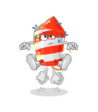fireworks rocket fart jumping illustration. character vector