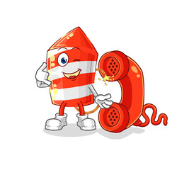 fireworks rocket call mascot. cartoon vector