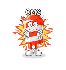 fireworks rocket Oh my God vector. cartoon character