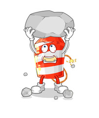 fireworks rocket lifting rock cartoon character vector