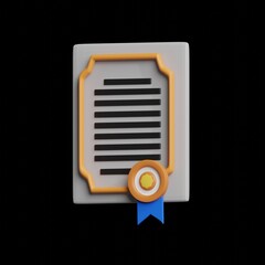 Certificate 3D Icon