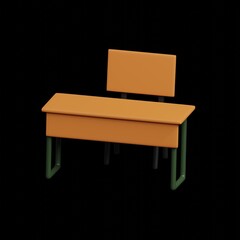 Table and Chair 3D Icon