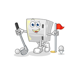 fridge playing golf vector. cartoon character