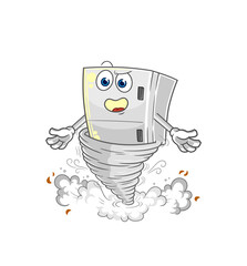 fridge in the tornado cartoon character vector