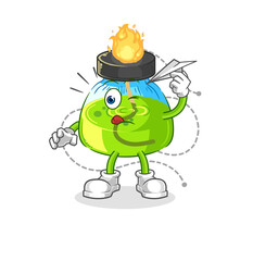 laboratory spirit lamp with paper plane character. cartoon mascot vector