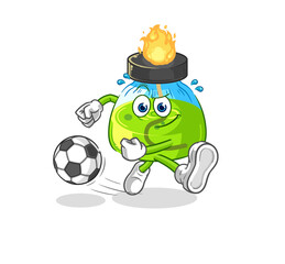 laboratory spirit lamp kicking the ball cartoon. cartoon mascot vector