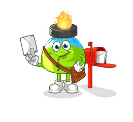 laboratory spirit lamp postman vector. cartoon character