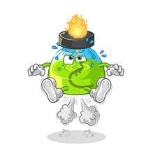 laboratory spirit lamp fart jumping illustration. character vector
