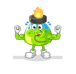 laboratory spirit lamp muscular cartoon. cartoon mascot vector